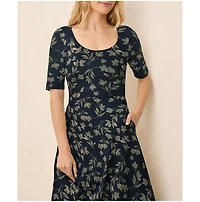 Pact Women's Organic Cotton Fit & Flare Scoop Midi Dress