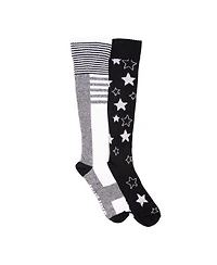 Muk Luks Women's 2 Pair Pack Cotton Compression Knee High Socks