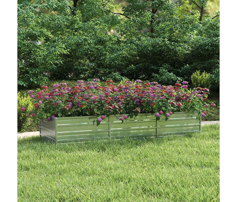 Garden Raised Bed Silver Galvanized Steel Large