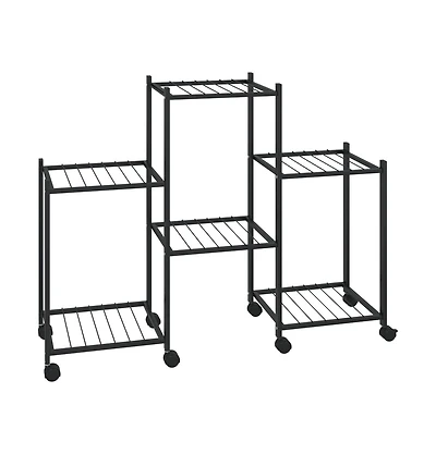 Flower Stand Black Iron Medium Rollable Flower Stand