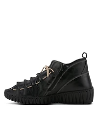 Azura Spring Step Nespea Premium Leather Slip-On Wedge with Elastic Vamp Tie and Removable Insole