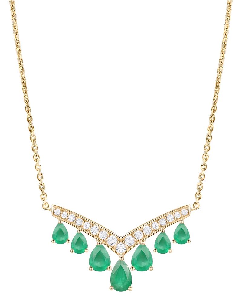 Macy's Gemstone and Diamond Necklace (1/3 ct. t.w.) 14K Gold White