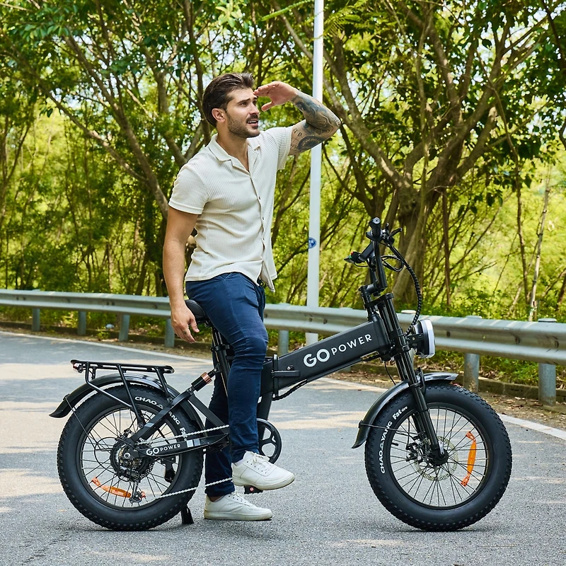 GoPowerBike GoExplore Electric Bike | Foldable Comfortable E-Bike with Hidden Battery 500W Hub Motor 20” Rubber Tires Disc Brakes Front