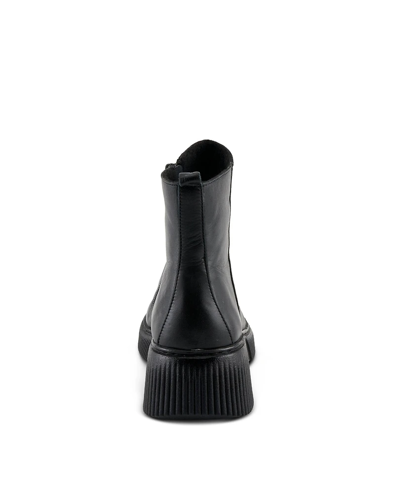Azura Spring Step Nayana Leather Bootie with Ruching Detail, Removable Insole, and Lugged Sole