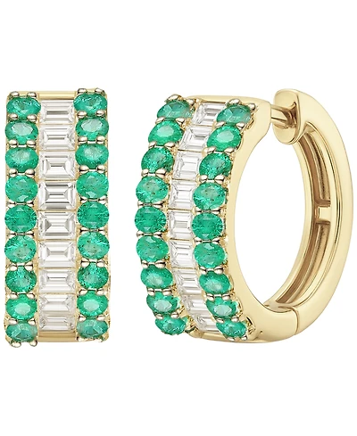 Macy's Gemstone and Diamond Earrings (1/4 ct.t.w.) 14K Gold White