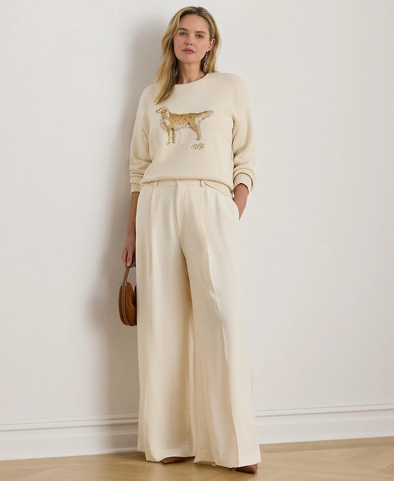 Lauren Ralph Plus Intarsia-Knit Golden Retriever Crewneck Sweater