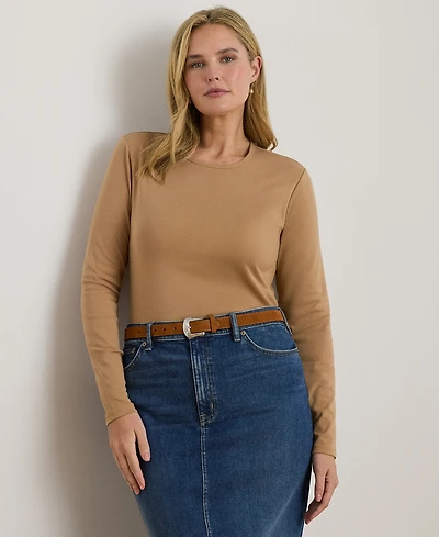 Lauren Ralph Plus Stretch Long Sleeve T-Shirt