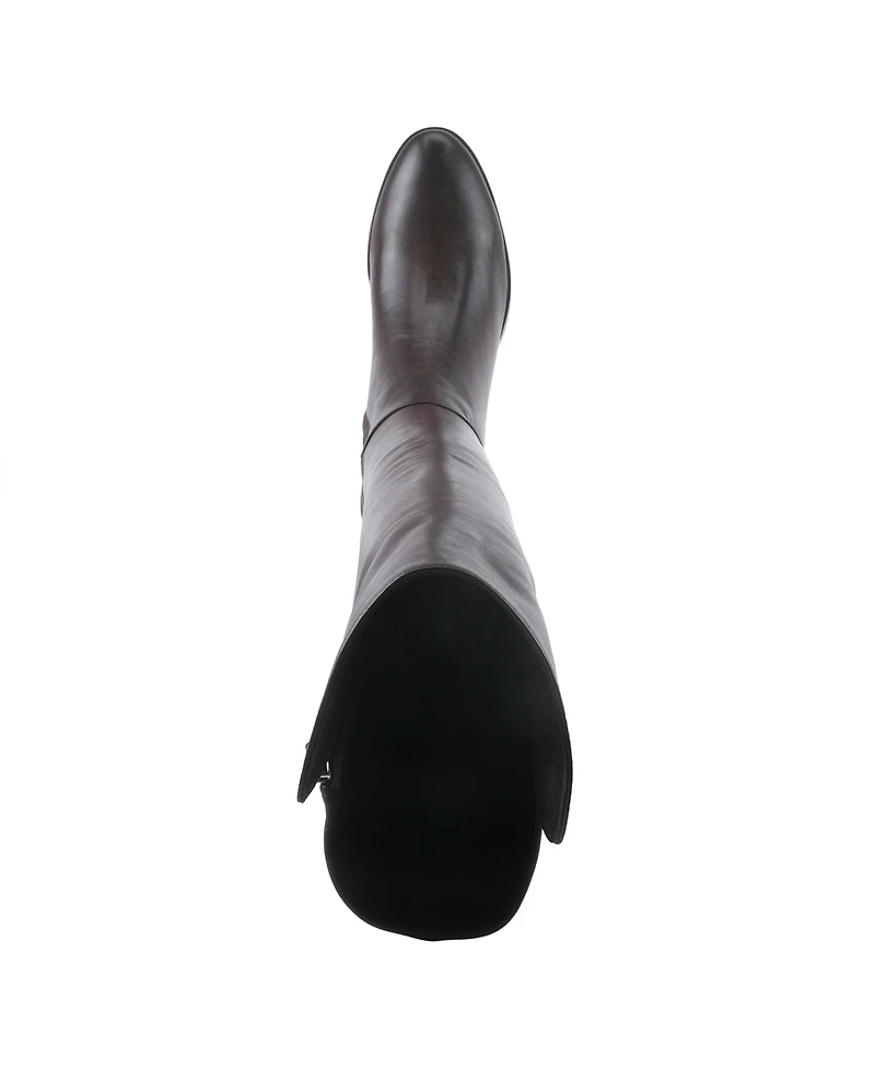 Spring Step Rider Over-the-Knee Leather Boot with Stretch Back Panel and Leather-Wrapped Heel