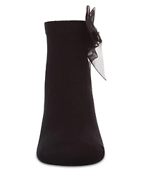 MeMoi Big Girls Tulle-Bow-Trimmed Mercerized Cotton-Rich Ankle Sock
