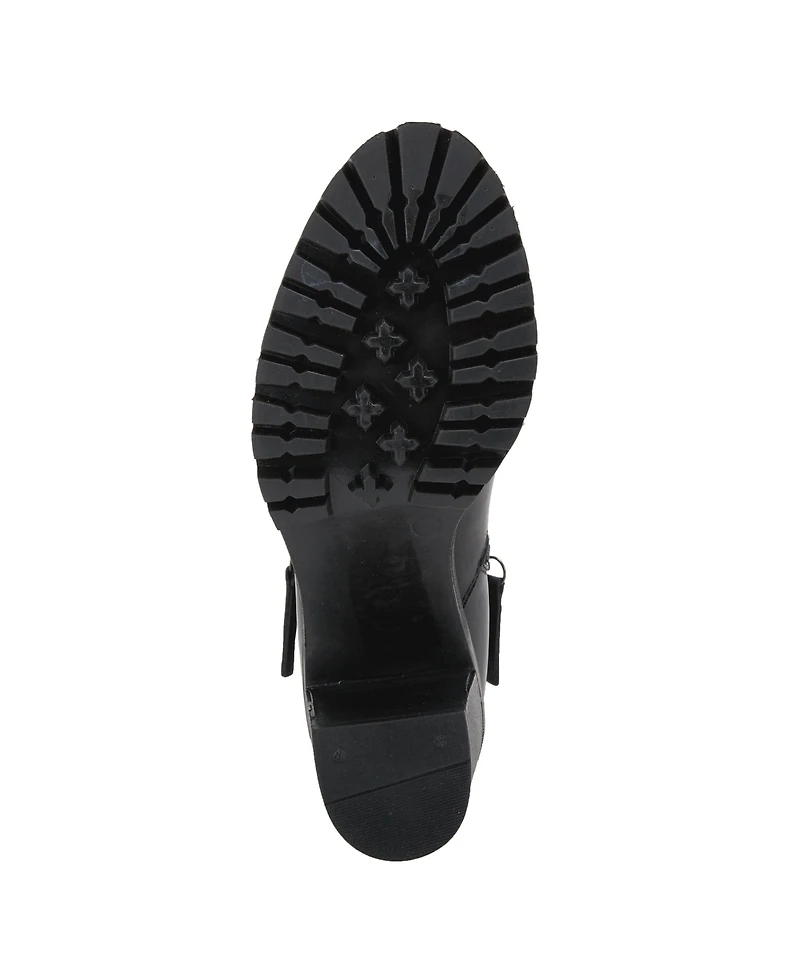 Azura Spring Step Dealey Leather Booties with Double Zippers and Lug Platform Sole