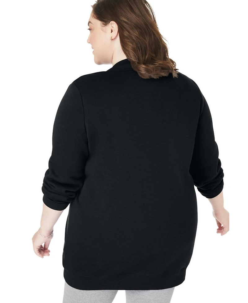 Woman Within Plus Fleece Baseball Jacket