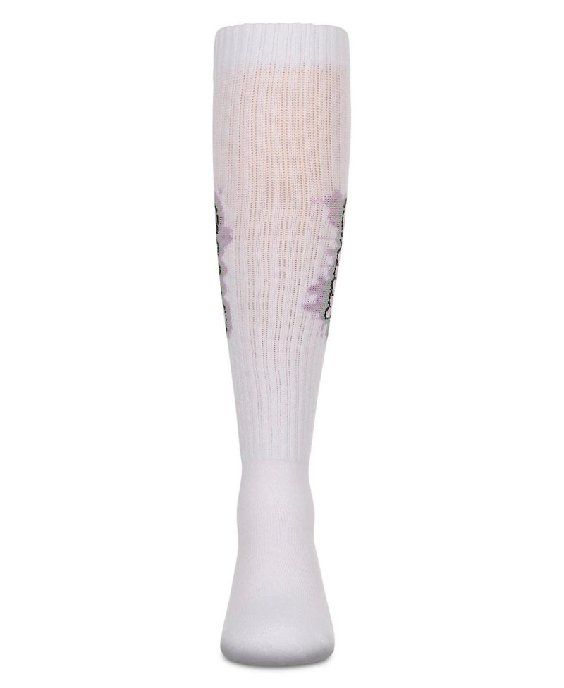 Memoi Girls Ribbed Cotton Blend "Graffiti Camp" Knee Sock
