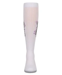 Memoi Girls Ribbed Cotton Blend "Graffiti Camp" Knee Sock