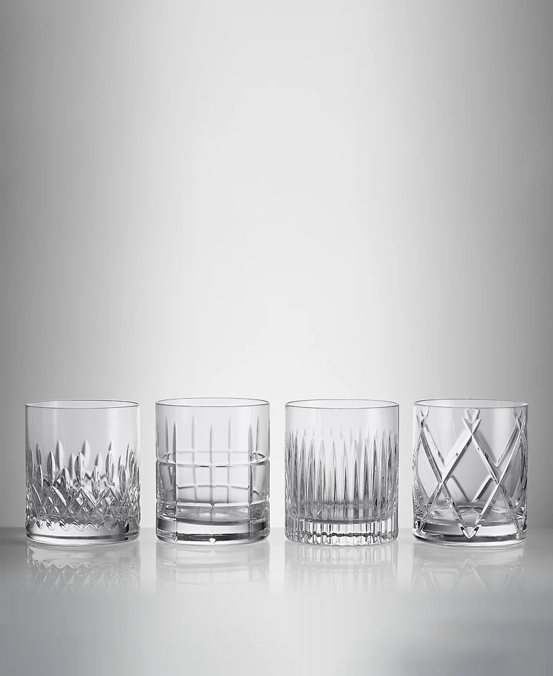 Waterford Short Stories Double Old Fashioned Mixed Aras, Cluin, Lismore Olann, Set of 4