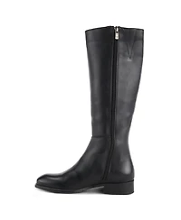 Azura Spring Step Hightail Knee-High Leather Boot with Calf Elastic Gore and Low Stacked Heel