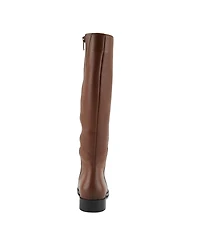Azura Spring Step Hightail Knee-High Leather Boot with Calf Elastic Gore and Low Stacked Heel