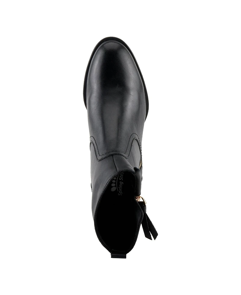 Azura Spring Step Nazca Leather Ankle Bootie with Gold Snap Button and Functional Zipper