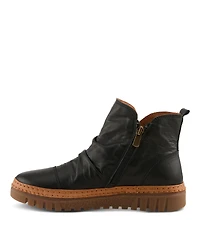 Azura Spring Step Vandis Ruched Leather Ankle Bootie with Side Lace Detail and Arch Support Insole