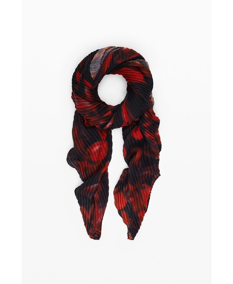 Desigual Women's Rectangular scarf with red flowers