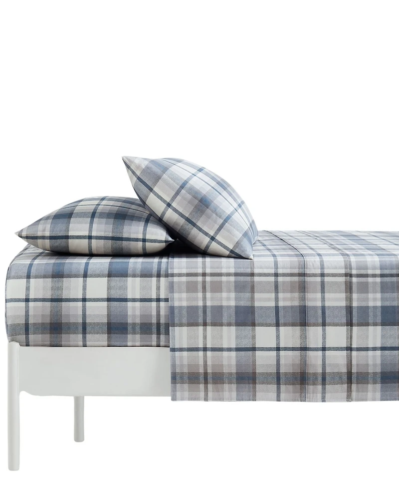 Southshore Fine Linens Highland Plaid Extra Deep Pocket 300- Thread Count 4-Pc. Sheet Set