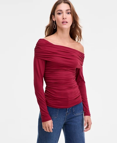 Bar Iii Women's Off-The-Shoulder Ruched Knit Top, Macy's Exclusive