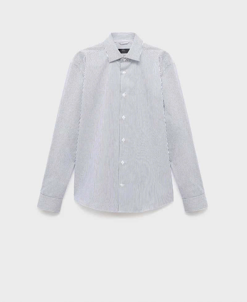 Mango Men's Regular-Fit Striped Cotton Shirt