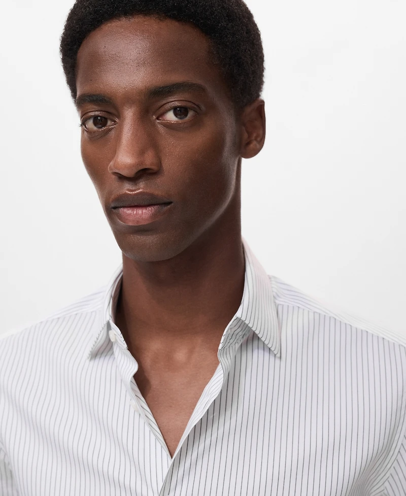 Mango Men's Regular-Fit Striped Cotton Shirt