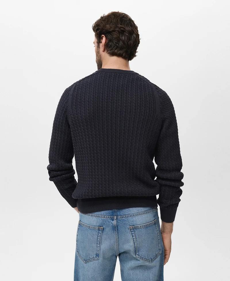 Mango Men's Cotton Braided Sweater