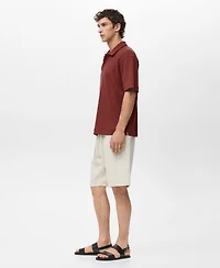 Mango Men's Textured Knitted Polo Shirt