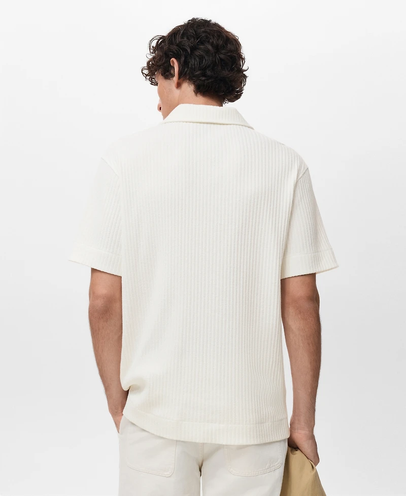 Mango Men's Textured Knitted Polo Shirt