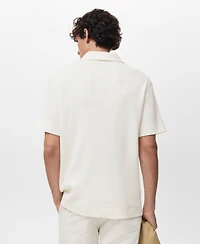 Mango Men's Textured Knitted Polo Shirt
