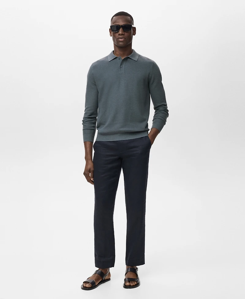 Mango Men's Micro-Structured Cotton Polo Shirt