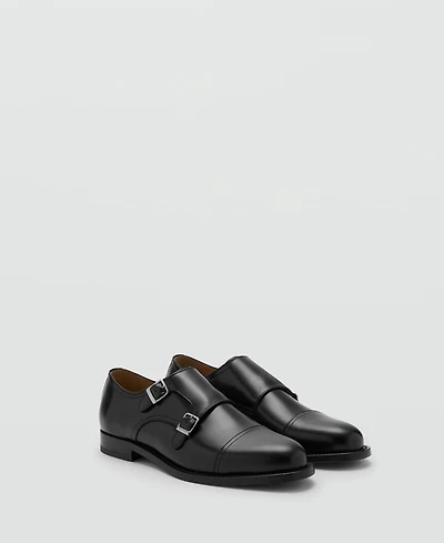 Mango Men's Double Buckle Leather Shoes