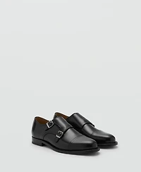Mango Men's Double Buckle Leather Shoes