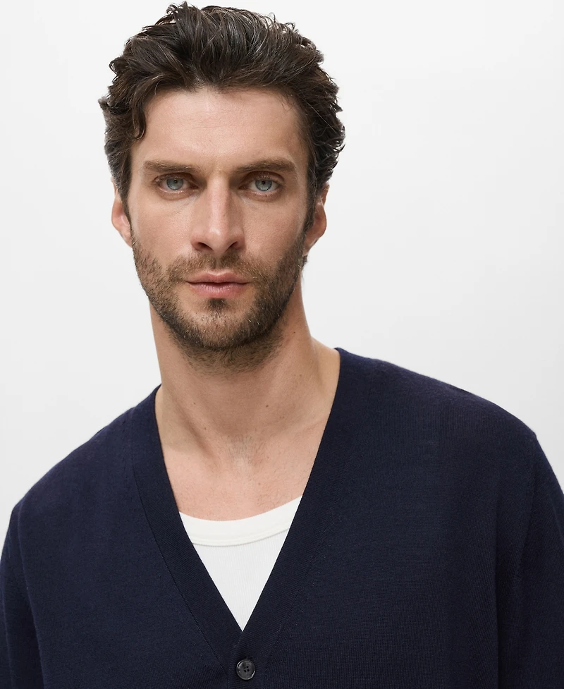 Mango Men's Merino Wool Cardigan