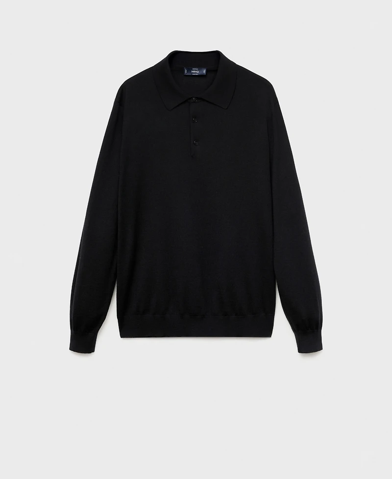 Mango Men's Wool Knitted Polo Sweater