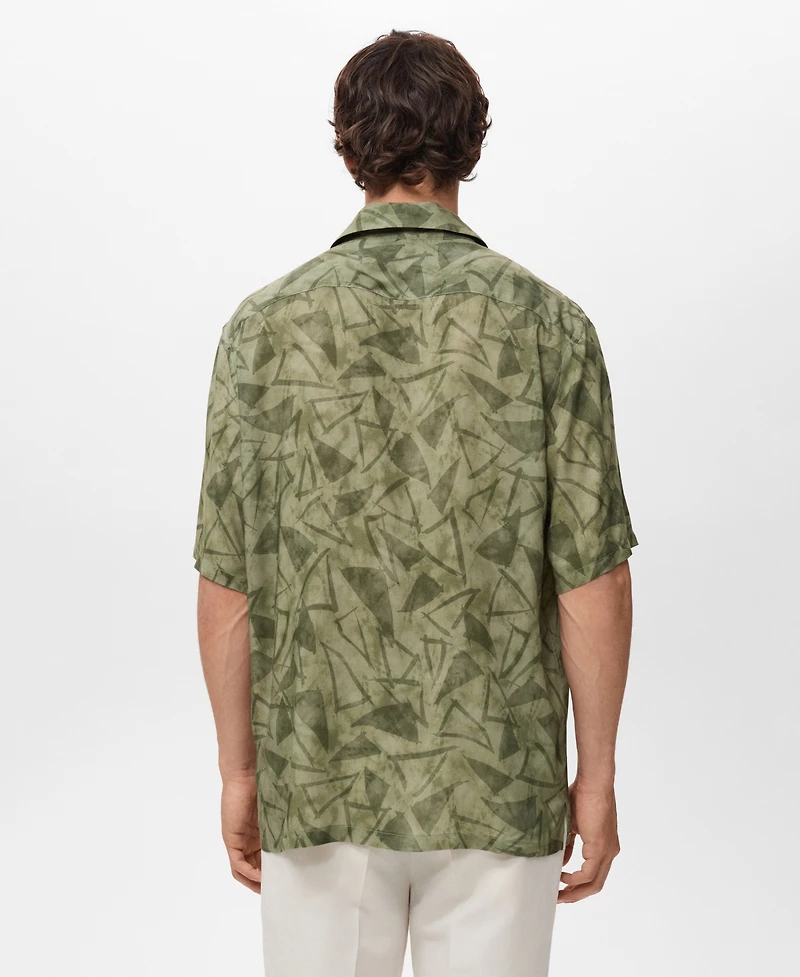 Mango Men's Printed Bowling Shirt