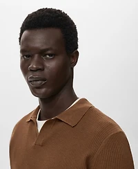 Mango Men's Cotton-Blend Ribbed Polo Sweater