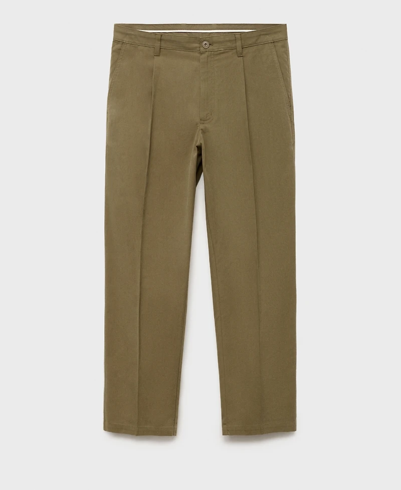 Mango Men's Cotton-Blend Straight-Leg Pleated Pants