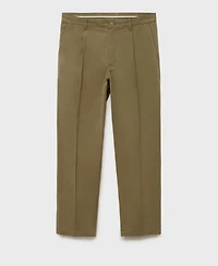 Mango Men's Cotton-Blend Straight-Leg Pleated Pants