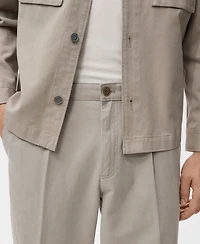 Mango Men's Cotton-Blend Straight-Leg Pleated Pants