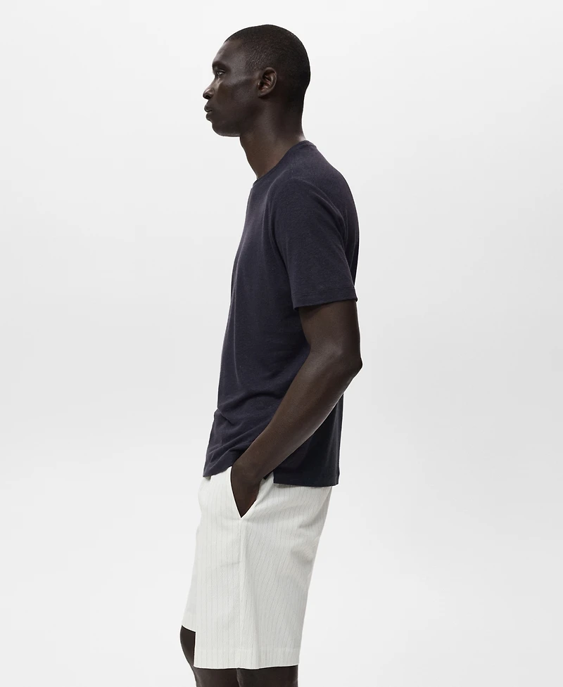 Mango Men's Linen Slim-Fit T-Shirt