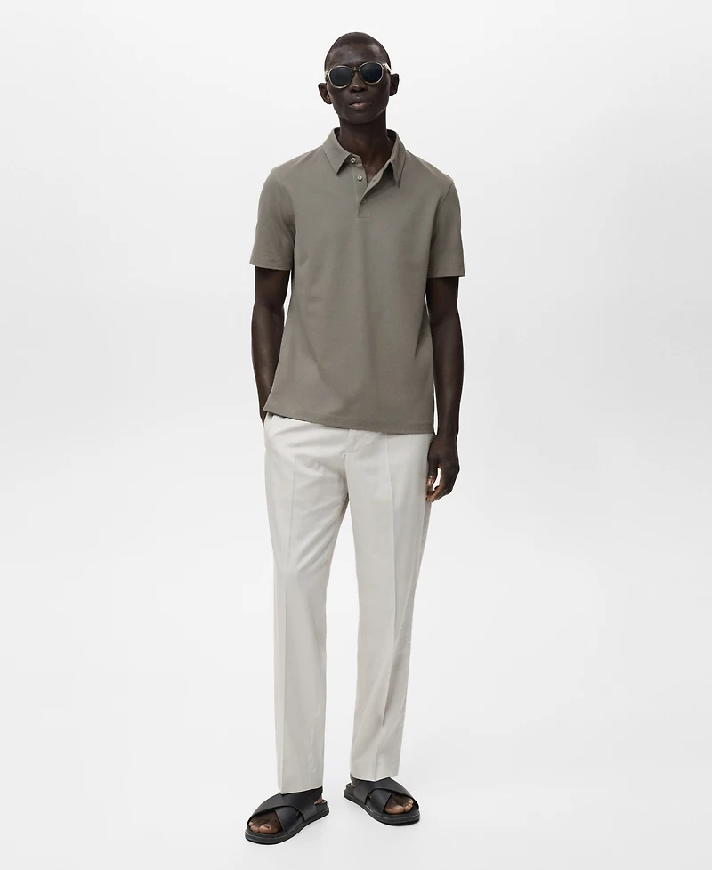 Mango Men's Cotton Pique Polo Shirt