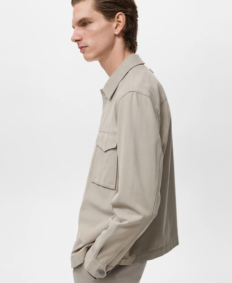 Mango Men's Pockets Lyocell Cotton Jacket