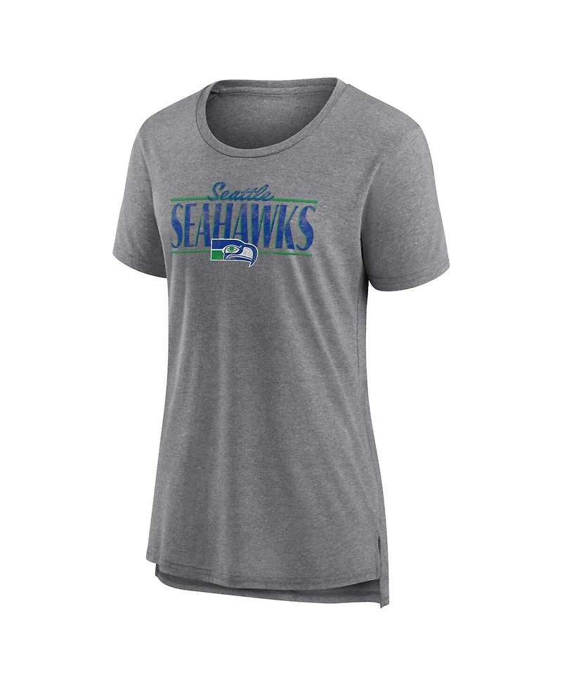Fanatics Women's Heather Gray Seattle Seahawks Up the Middle Tri-Blend T-Shirt