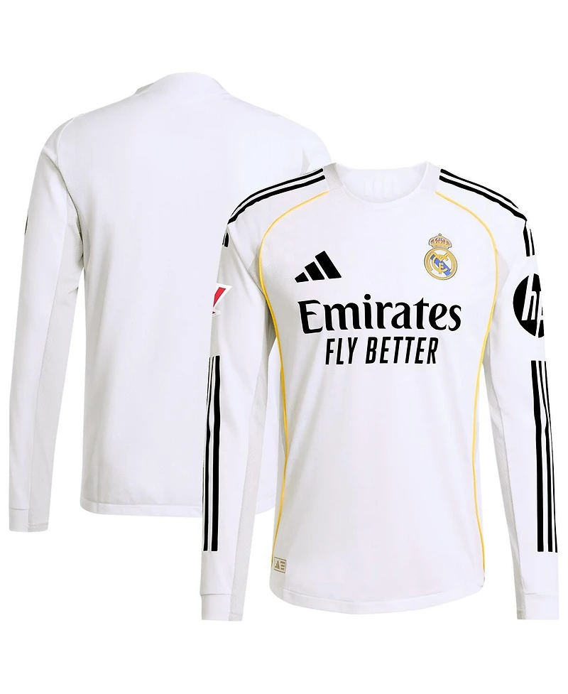 Adidas Men's White Real Madrid 2025/26 Home Authentic Long Sleeve Jersey