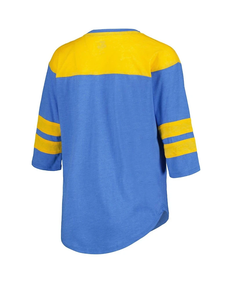 Starter Women's Powder Blue Los Angeles Chargers Fullback Tri-Blend 3/4-Sleeve T-Shirt