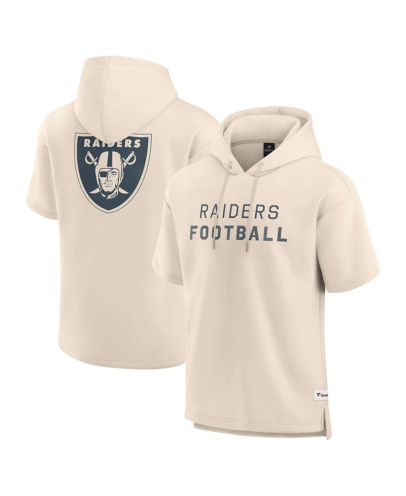 Fanatics Men's Cream Las Vegas Raiders Elements Future Ground Lettering Short Sleeve Pullover Hoodie