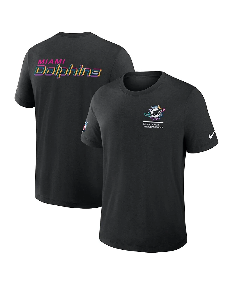 Nike Men's Black Miami Dolphins 2025 Nfl Crucial Catch Tri-Blend Dri-fit T-Shirt