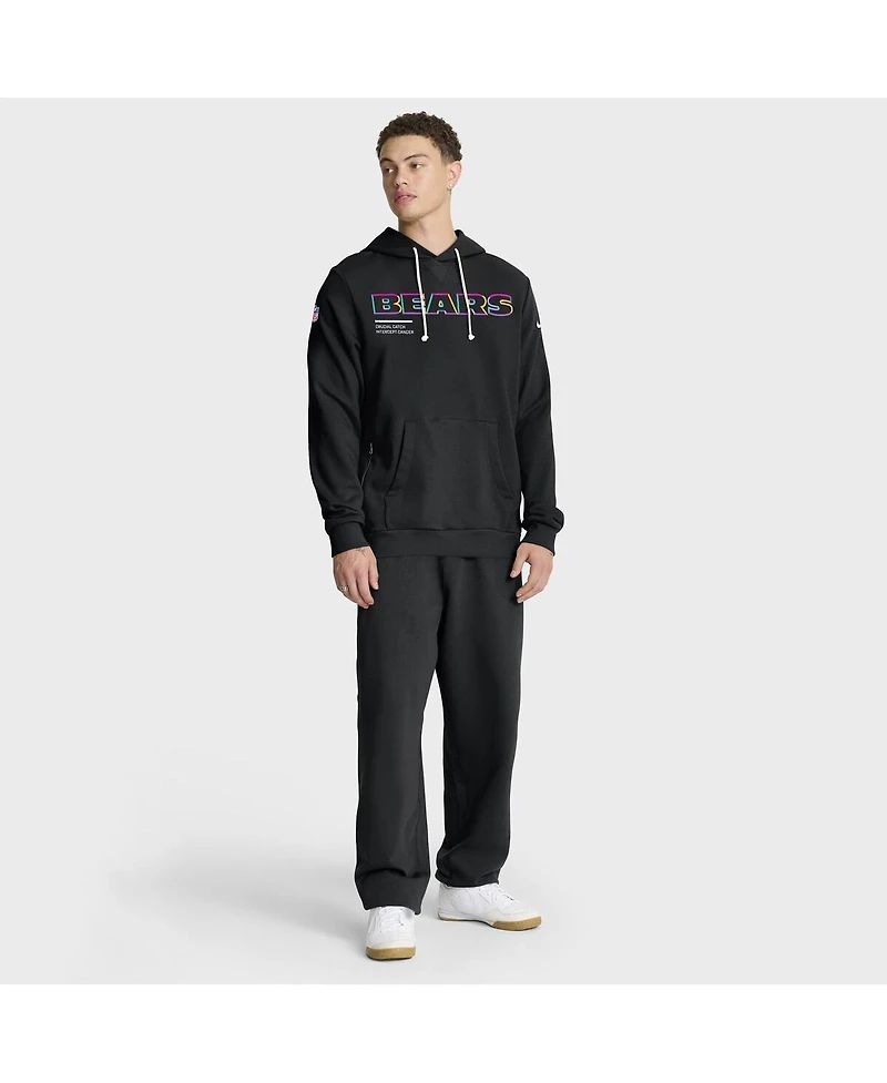 Nike Men's Black Chicago Bears 2025 Nfl Crucial Catch Sideline Standard Issue Dri-fit Hoodie